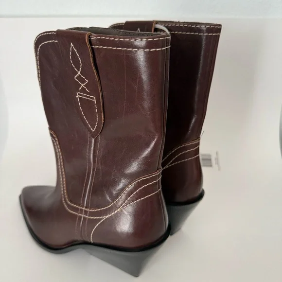 NEW Free People Pitchfork Point Western Leather Boots Cowgirl Bootie
